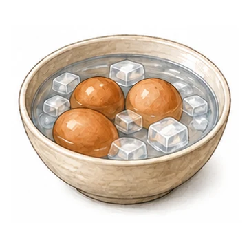 Eier kühlen nach dem Kochen in einer Schüssel mit kaltem Wasser ab